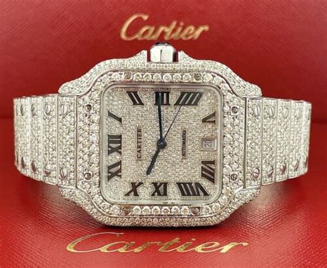 cartier santos ice|cartier iced out watch price.